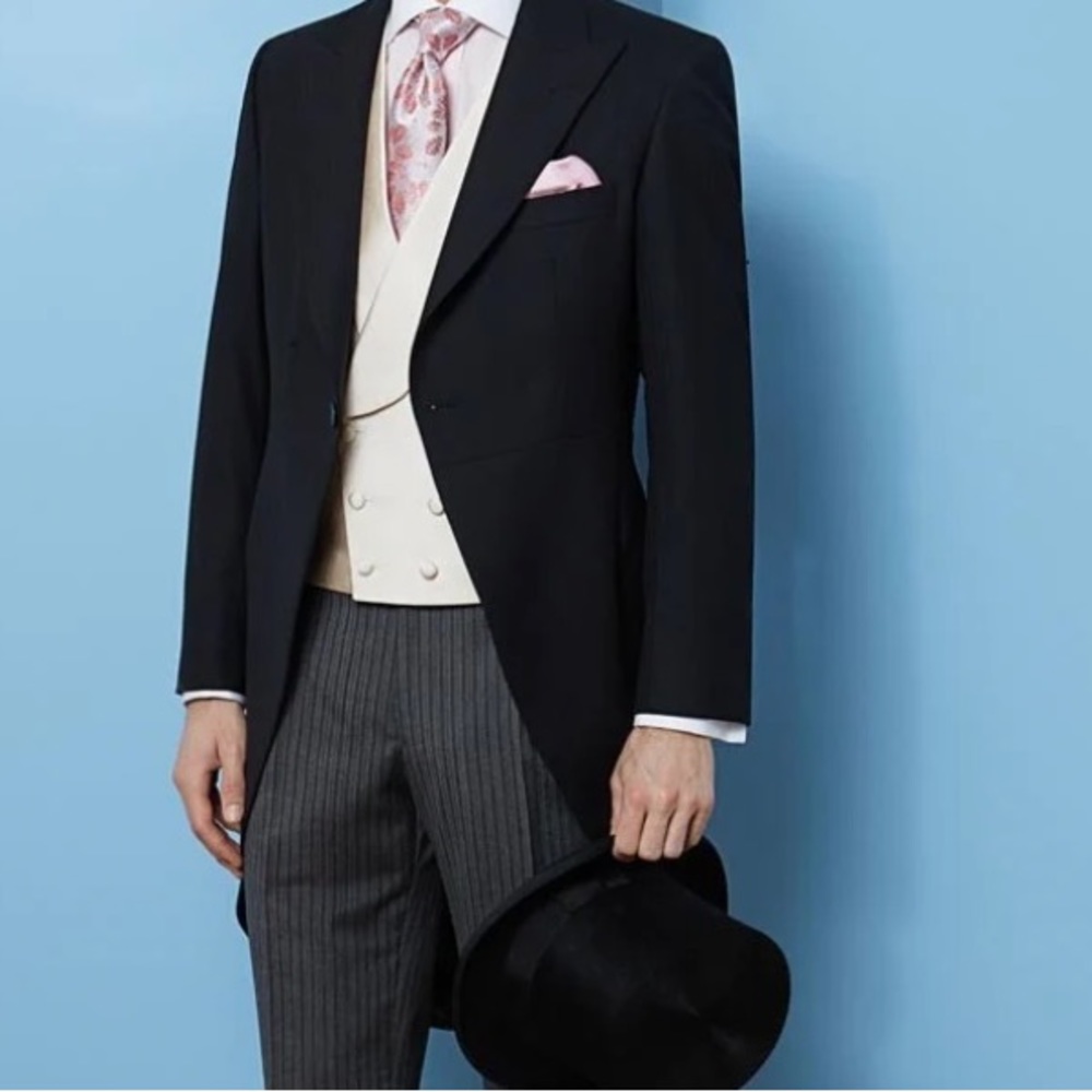 Men's Black Tuxedo with Cream Vest